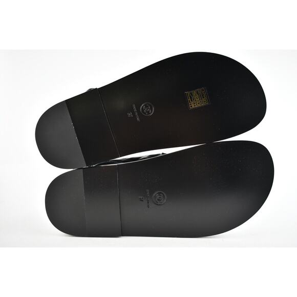 Chanel Black Leather Quilted Chain CC Logo Mule Slide Strap Flat Dad Sandal 37 - Picture 12 of 12